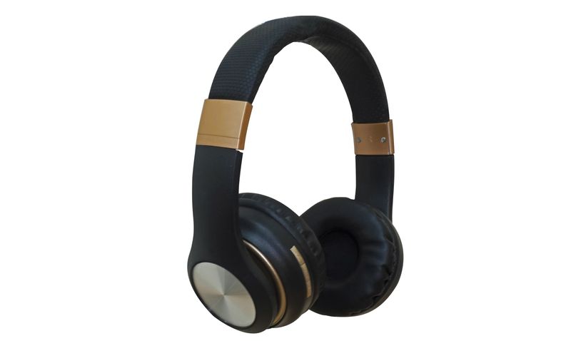 Auriculares-bluetooth-dorados-con-negro-bluetooth-stereo