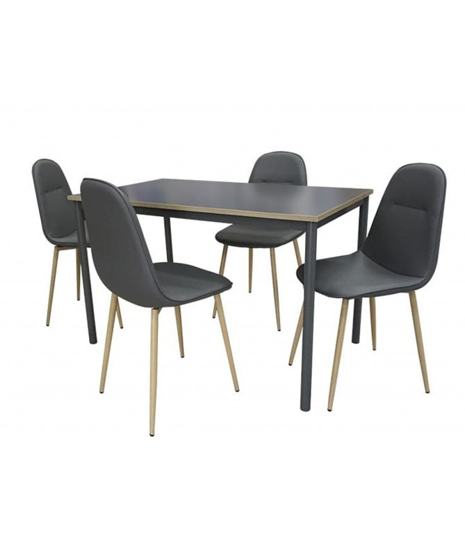 JUEGO DE COMEDOR MADERA X 6 SILLAS OSCURO MOD. MODERNO - Realzza