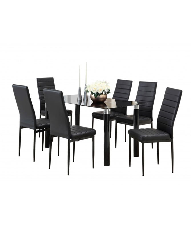 Comedor-de-6-sillas-con-vidrio-en-blanco-gris-y-negro