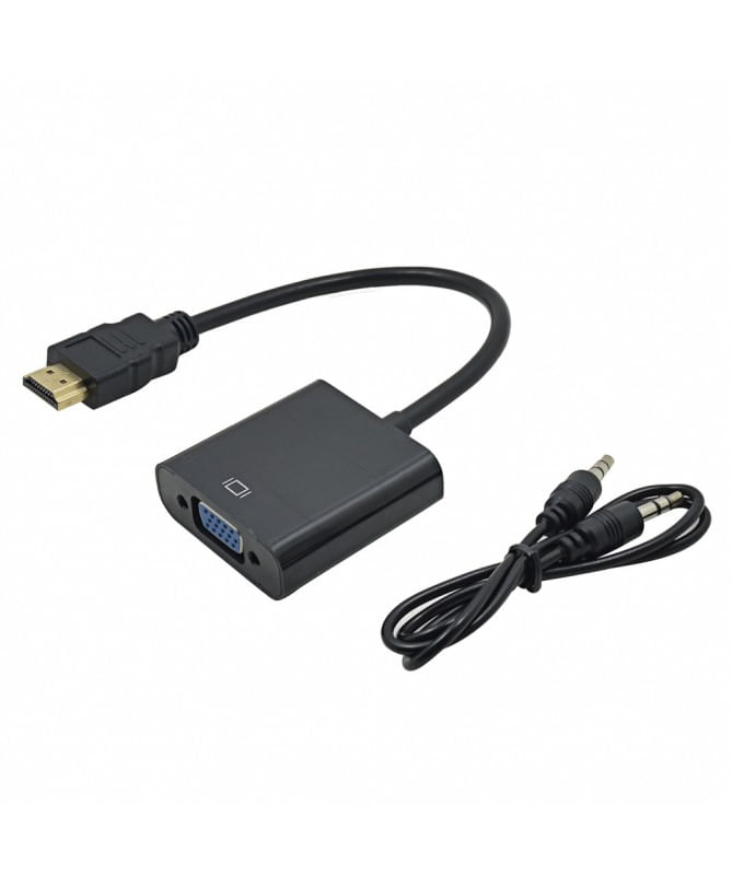 Guamar Convertidor de adaptador HDMI a VGA con cable de audio de 0.138 in,  convertidor HDMI a VGA 4K macho a hembra, conector chapado en oro para