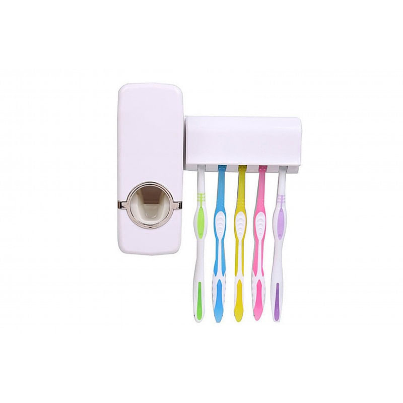 Porta Cepillos Dispensador De Pasta Malubero Color Blanco Antibaterial  Recargable