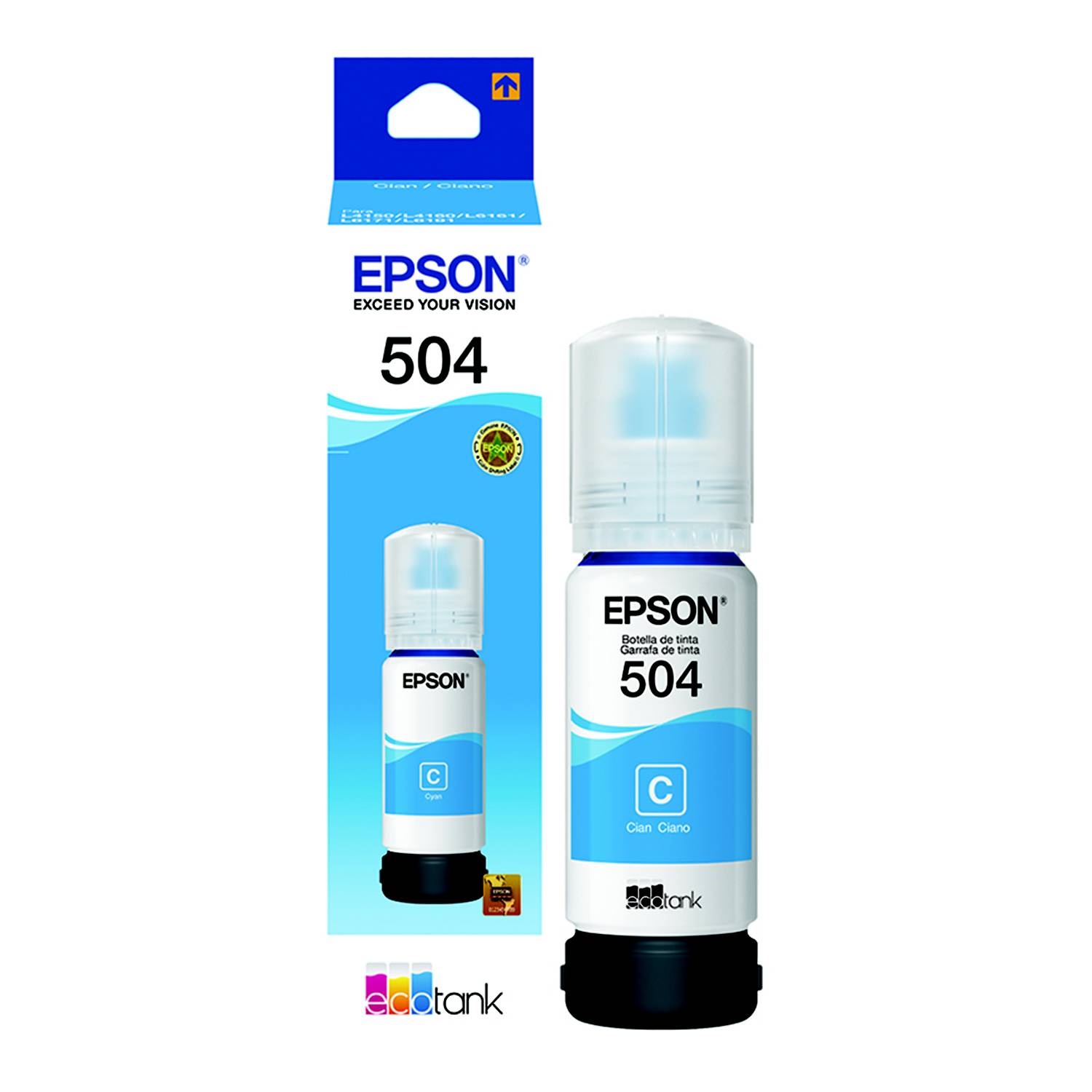 Botella de Tinta Epson T504 Cyan para impresora L6171, L4150, L4160, L6161,  L6191 - Novicompu