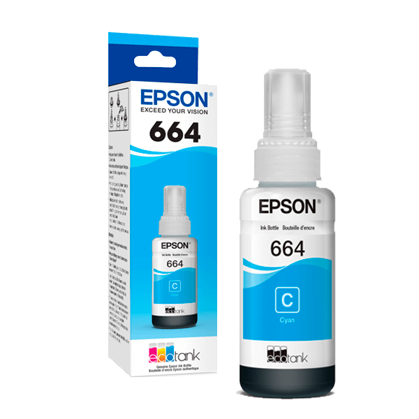 Botella De Tinta Epson T664 Cyan 70ml L220 L380 L355 L395 L375 L555 L495 L575 L565 2872