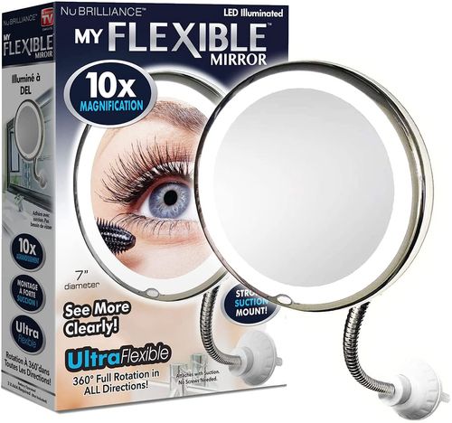 Espejo de maquillaje aumentador flexible