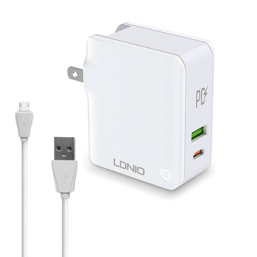 Cargador LDNIO A4403C PD carga rápida 30w Samsung, iPhone, Tipo C