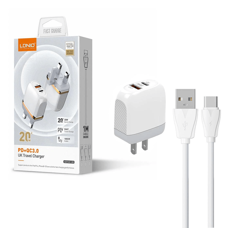 Cargador Ldnio Carga Rápida 30W USB y USB-C