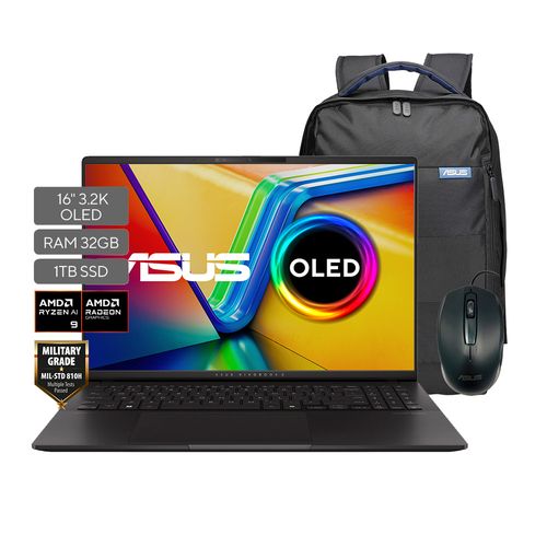 Laptop Asus Vivobook S16 AMD Ryzen 9-8945HS 32Gb 1Tb 16" 3.2K OLED FreeDOS + Mochila & Mouse