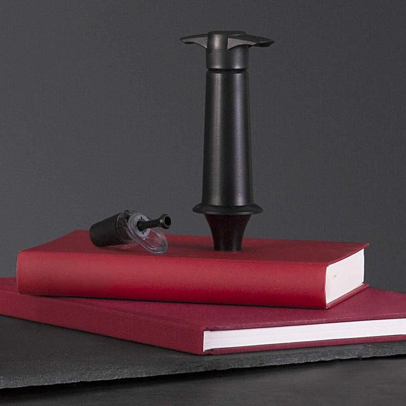 BOMBA AL VACIO VACU VIN 1 TAPON Y VERTIDOR PARA CONSEVAR VINO COLOR NEGRO