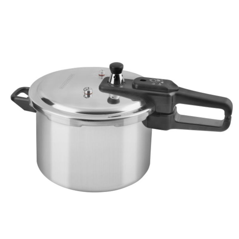 OLLA DE PRESION BLACK DECKER 7LTS-ALUMINIO-VALVULA DE SEGURIDAD Y REGULACION DE PRESION PLATEADO