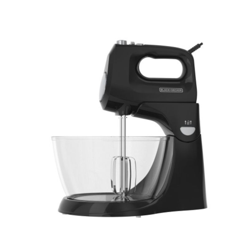 BATIDORA DE PEDESTAL BLACK DECKER 250W 5 VELOCIDADES + TURBO 2 TAZONES ACERO INOX.-VIDR NEGRO