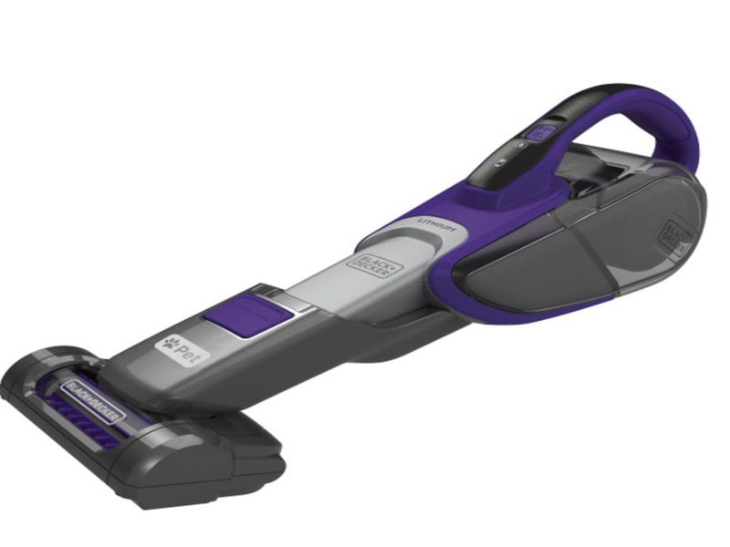 ASPIRADORA DE MANO BLACK DECKER INALAMBRICA PARA MASCOTAS 2 VELOCIDADES RECARGABLE GRIS-PURPURA