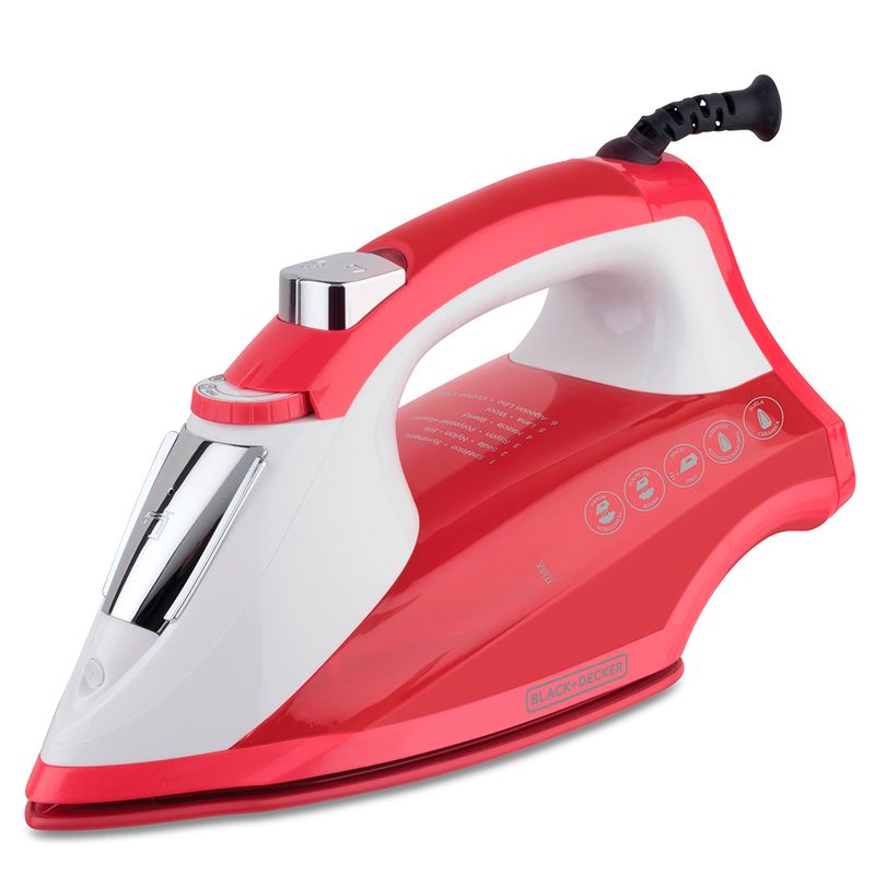 PLANCHA DE ROPA BLACK DECKER LIGHT EASY 1200W SUELA ANTIADHERENTE CERAMICA SMARTSTEAM BLANCO-ROJO