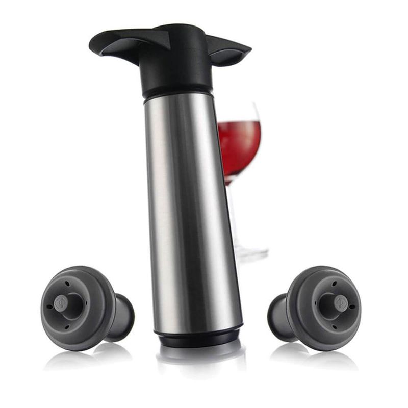 BOMBA AL VACIO VACU VIN ACERO INOX. 2 TAPONES PARA CONSEVAR VINO