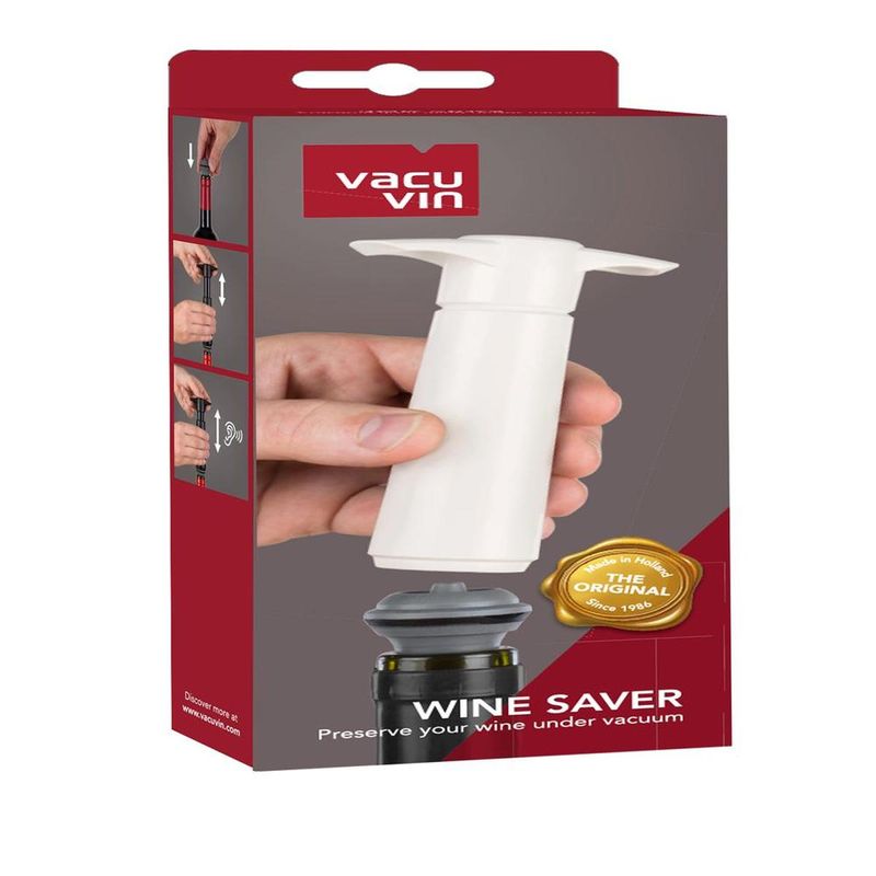 BOMBA AL VACIO VACU VIN 2 TAPONES PARA CONSEVAR VINO COLOR BLANCO