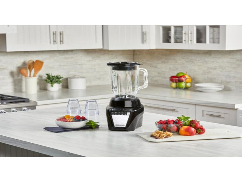 LICUADORA BLACK DECKER ICE CRUSH 8 VEL. 700W JARRA VIDRIO 1.25LTS 2 VASOS MINI 200ML NEGRA