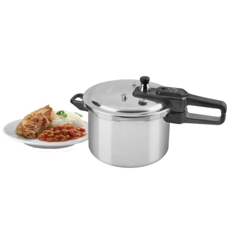 OLLA DE PRESION BLACK DECKER 5.5LTS-ALUMINIO-VALVULA DE SEGURIDAD Y REGULACION DE PRESION PLATEADO