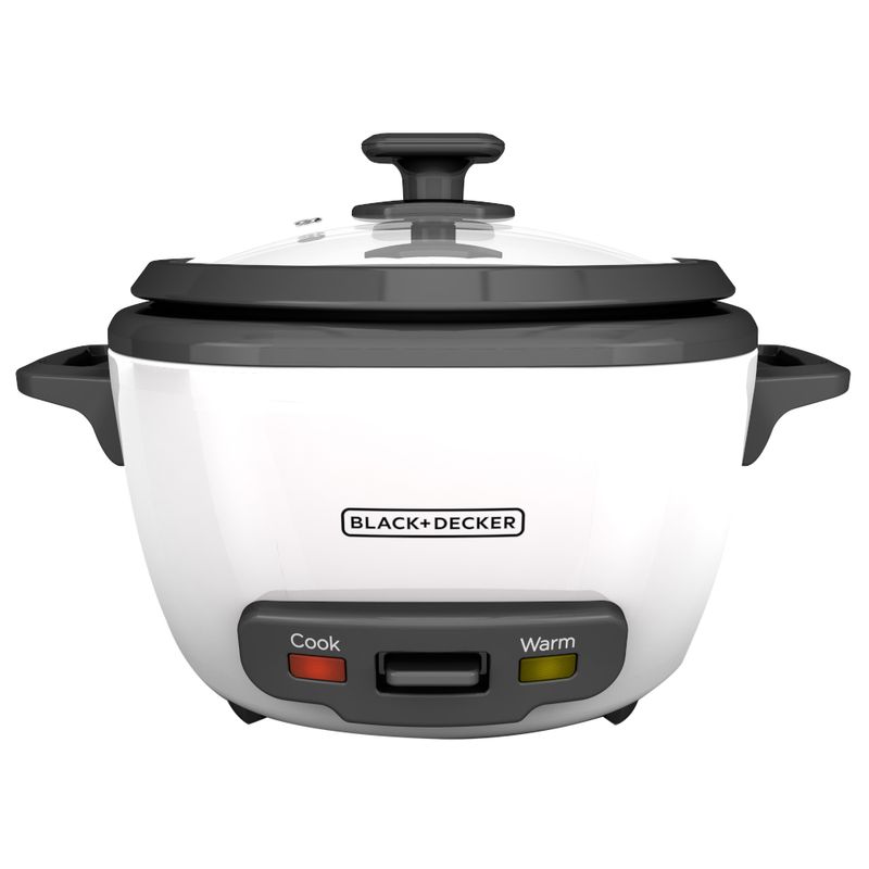 OLLA ARROCERA BLACK DECKER CAPACIDAD 7 TZS CRUDAS 14 TZS COCIDAS 1,2 LTS TAPA VIDRIO MULTIUSOS BLANCA