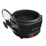OLLA ARROCERA BLACK DECKER CAPACIDAD 7 TZS CRUDAS 14 TZS COCIDAS 1,2 LTS TAPA VIDRIO MULTIUSOS NEGRA