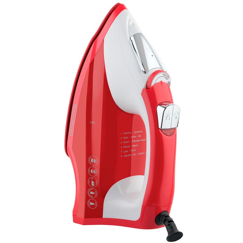 PLANCHA DE ROPA BLACK DECKER LIGHT EASY 1200W SUELA ANTIADHERENTE CERAMICA SMARTSTEAM BLANCO-ROJO