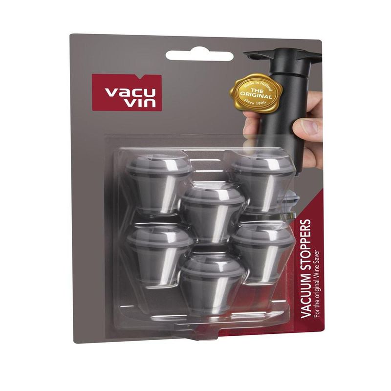 TAPON AL VACIO PARA VINO VACU VIN 6PCS COLOR GRIS