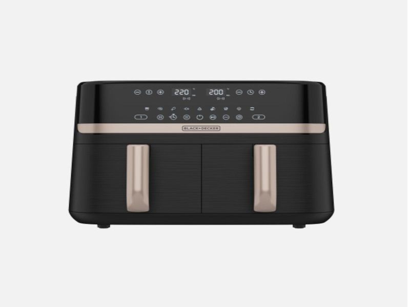 FREIDORA DE AIRE BLACK DECKER DUAL- 9LTS - 2 CESTAS- FUNCIONES  PREPROGRAMADAS PANTALLA TACTIL NEGRO