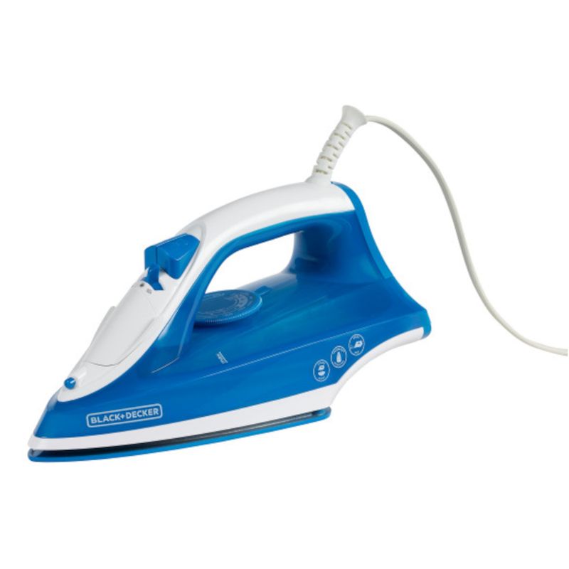 PLANCHA DE ROPA BLACK DECKER- 1200W-ANTIHADERENTE-AUTO CLEAN SUELA CERAMICA AZUL