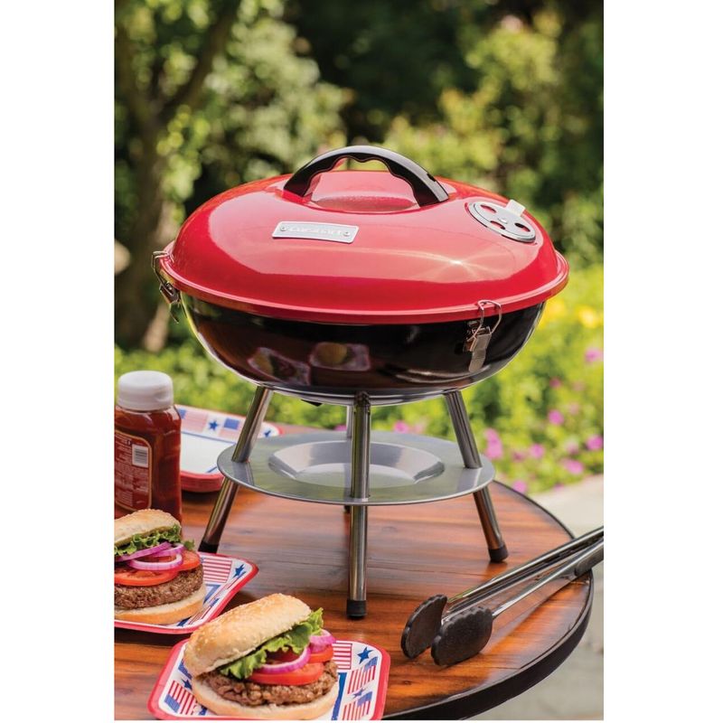 PARRILLA DE CARBON CUISINART 14 PULG. PORTATIL SIST. VENTILACION DUAL ROJA-NEGRA