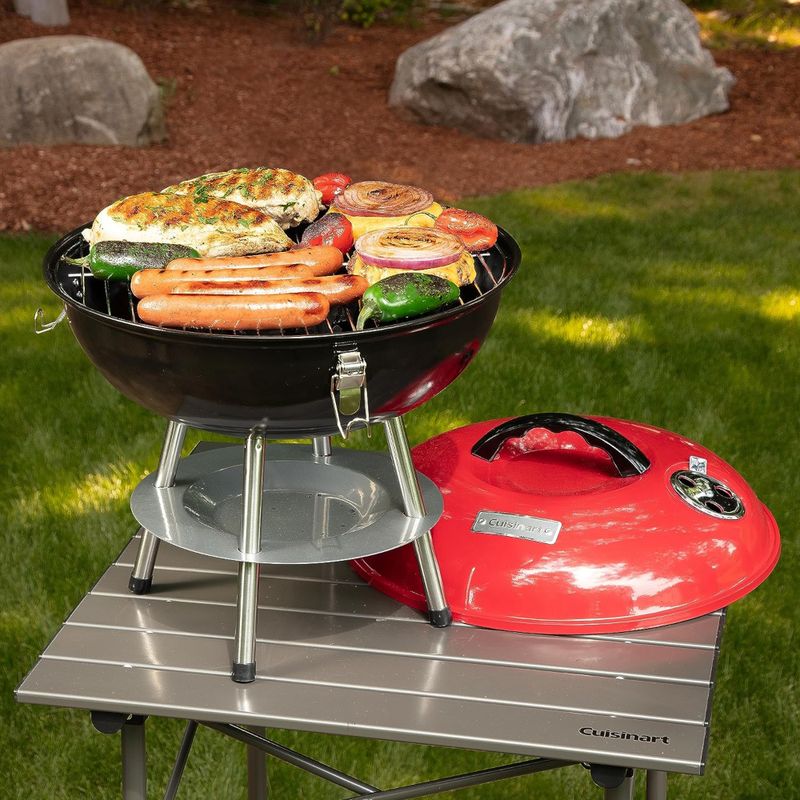 PARRILLA DE CARBON CUISINART 14 PULG. PORTATIL SIST. VENTILACION DUAL ROJA-NEGRA