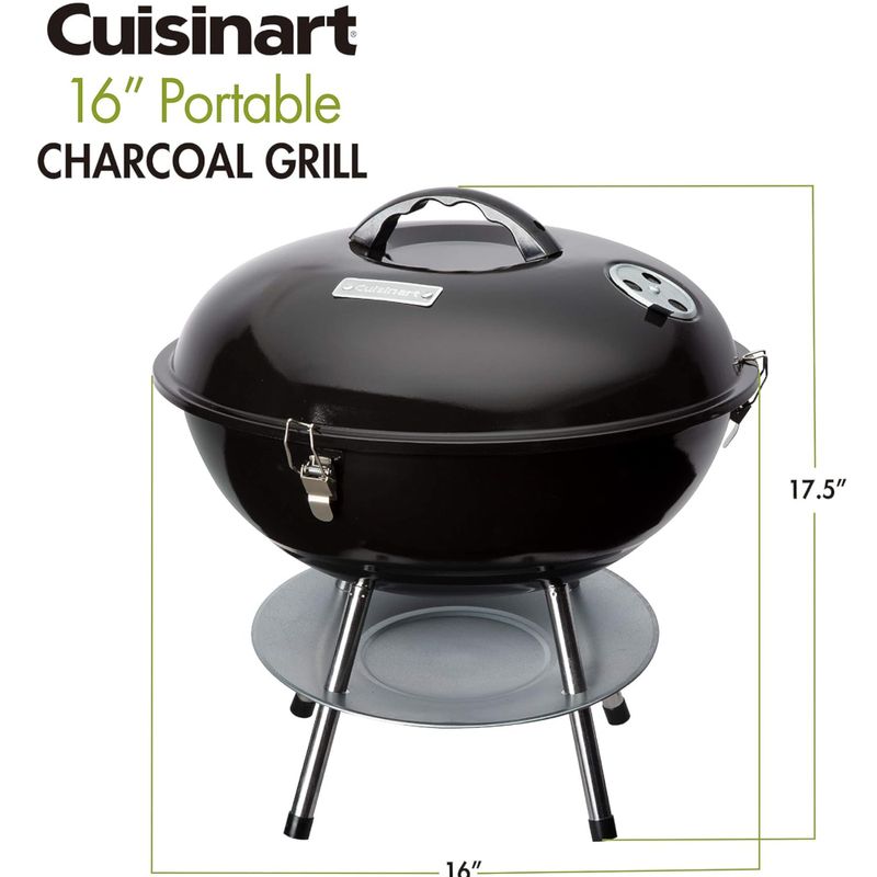PARRILLA DE CARBON CUISINART 16 PULG. PORTATIL SIST. VENTILACION DUAL NEGRA