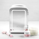 MINI REFRI CHEFMAN PORTATIL 4LTS PUERTA CON ESPEJO Y LUZ LED AJUSTE FRIO-CALIENTE BLANCA